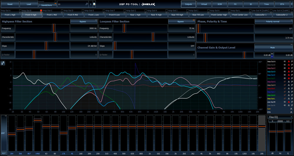 ATF DSP PC TOL Main window with EQ set