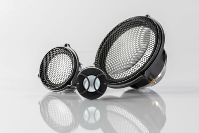 Accuton Automotive family of speakers on a gray background