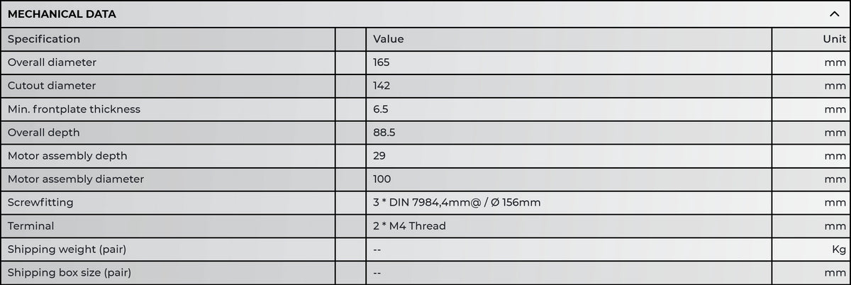 Accuton Automotive C165AM 6.5" midbass speaker mechanical parameters