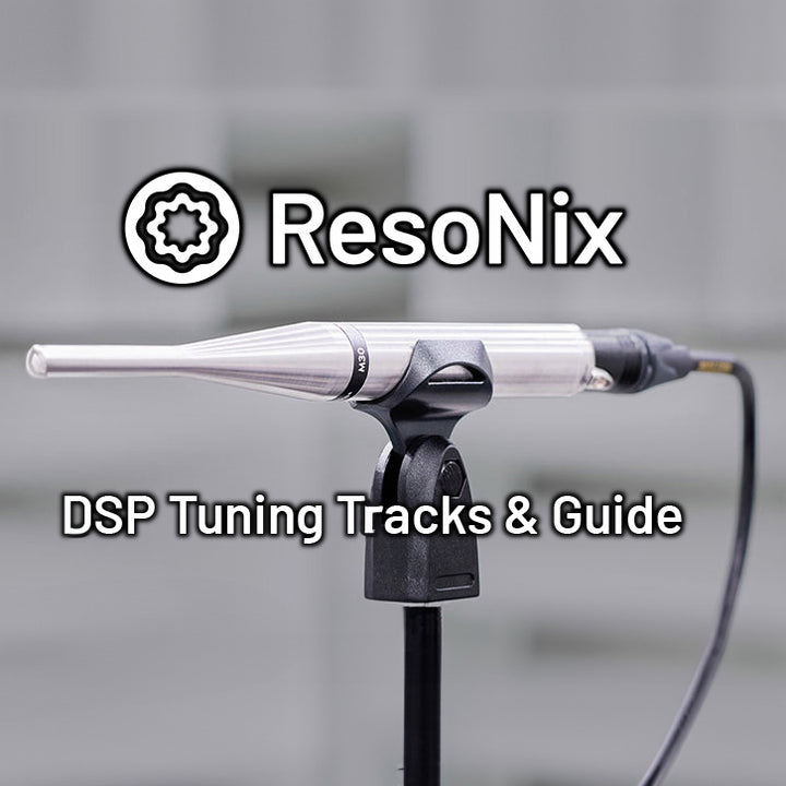 Earthworks M23 measurement microphone with ResoNix Tuning Tracks & Guide text