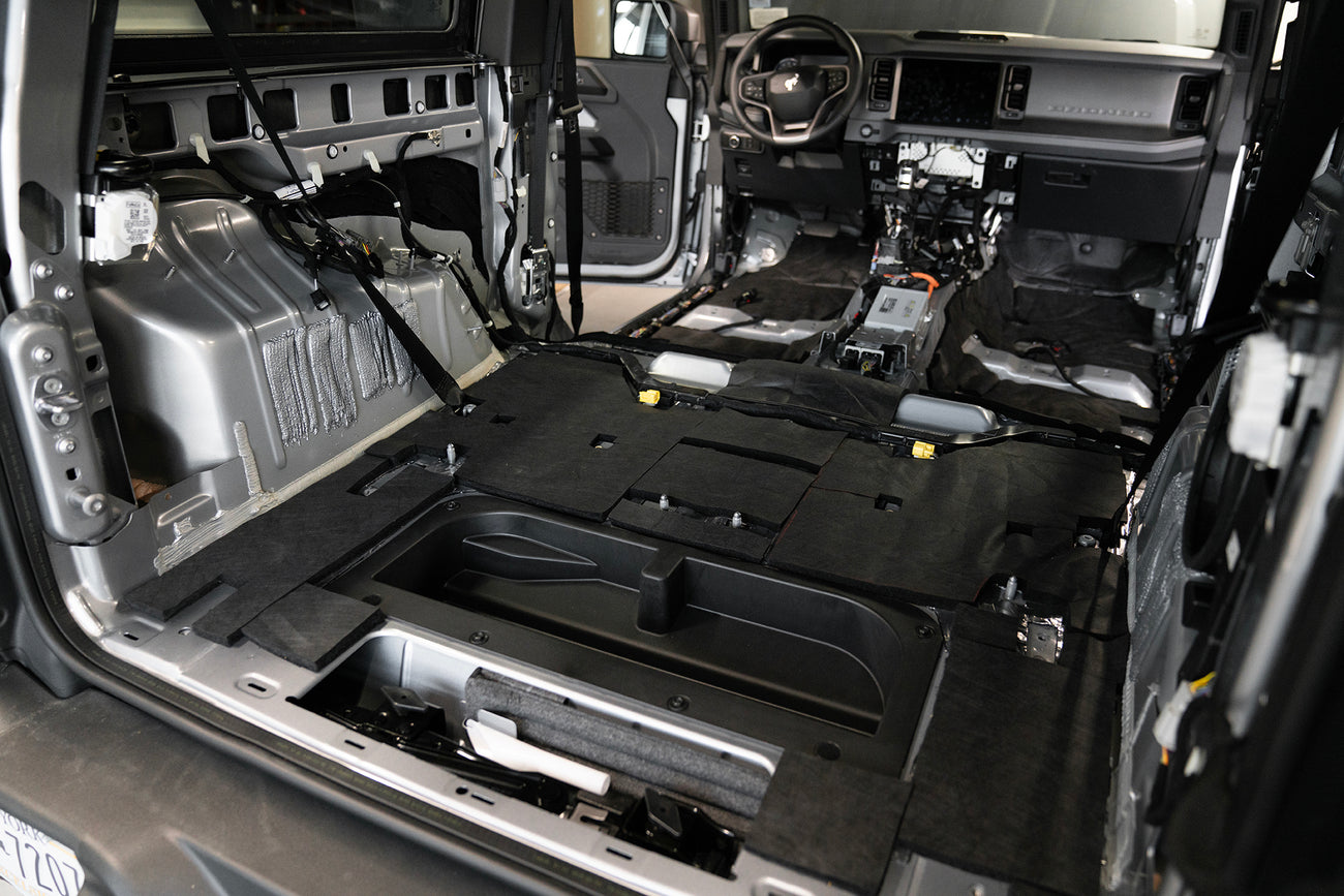 ResoNix Fiber Mat sound absorber and automotive insulation material installed onto the floor of a vehicle