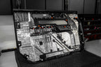 back side of a door panel that is treated with ResoNix CLD Squares automobile sound mats