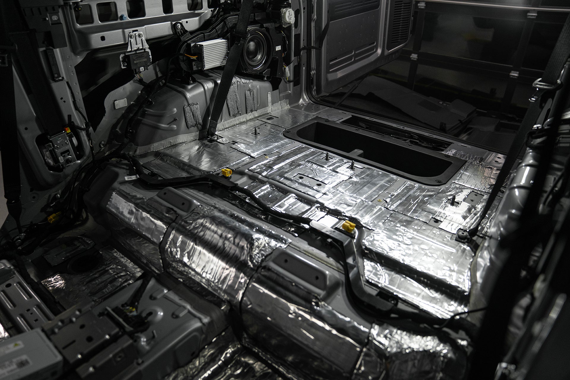 ResoNix Sound Solutions CLD Squares Sound Deadener installed into the rear of a Ford Bronco