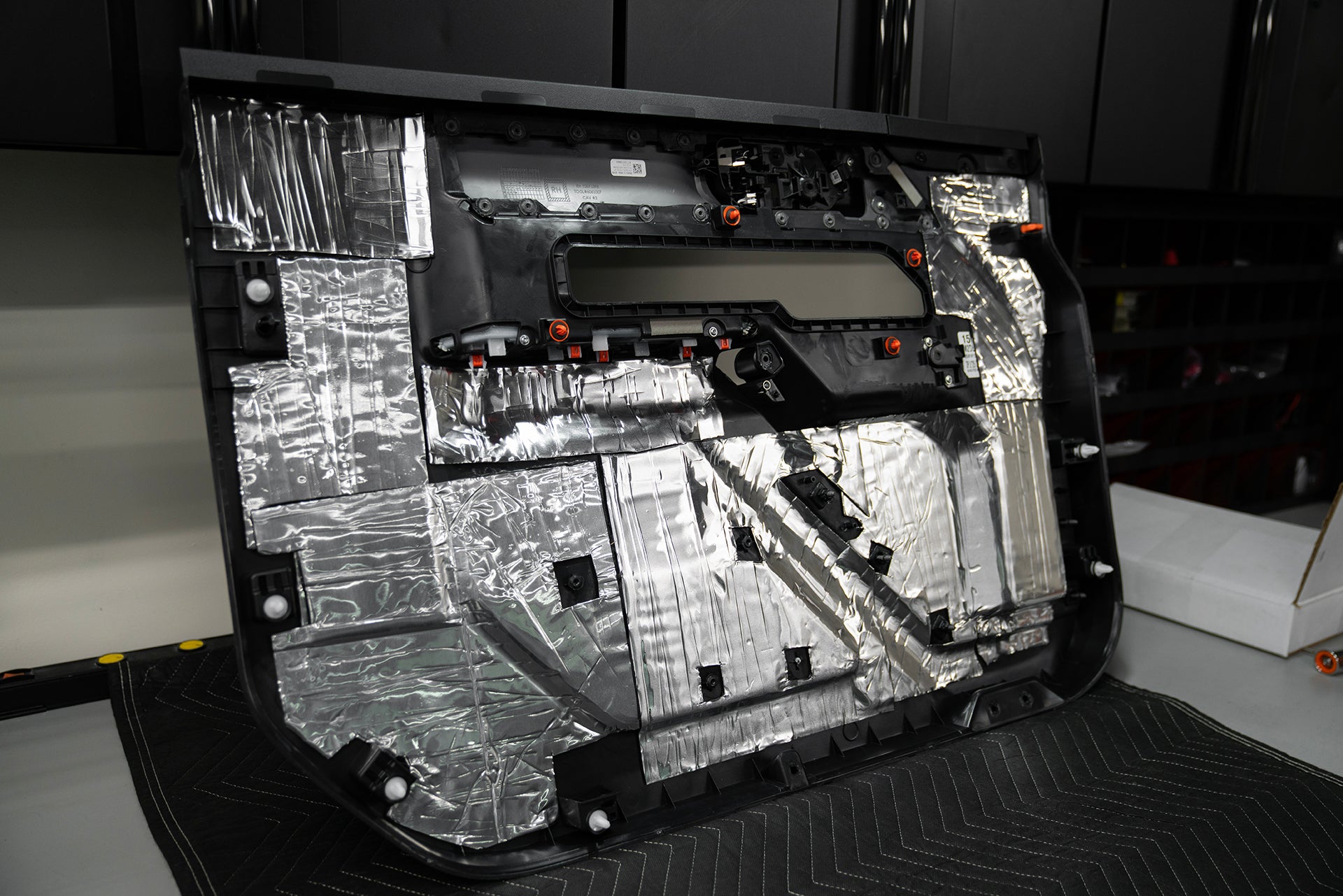 Ford Bronco door panel sound deadened with ResoNix CLD Squares