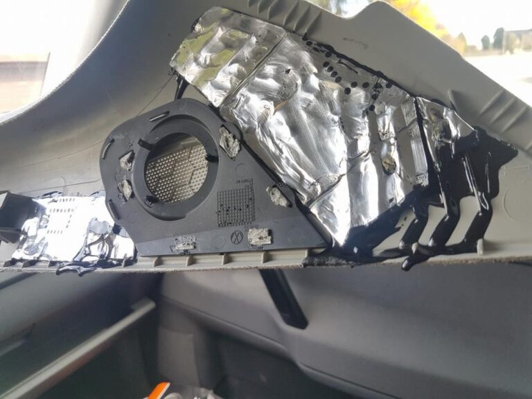 Melted sound deadener in car