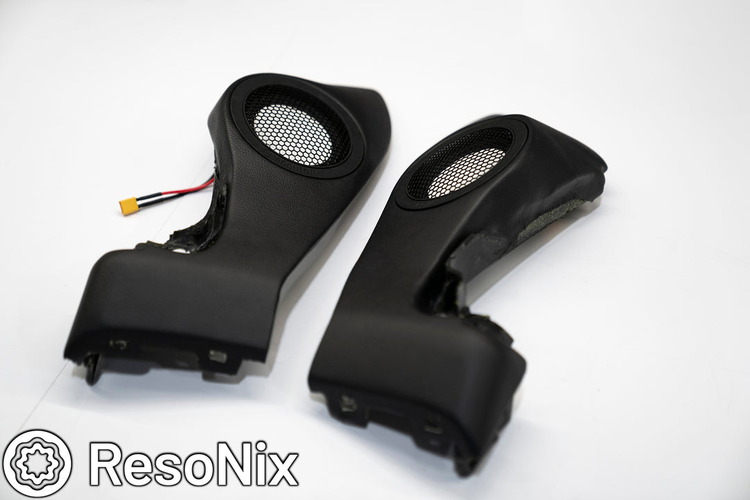 Accuton Automotive C100AM Ceramic Automotive Midrange speakers installed into custom dash pods