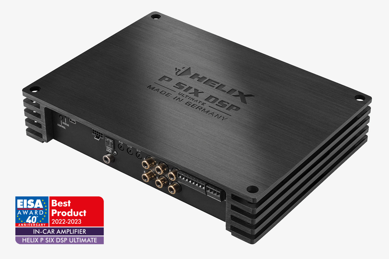 Helix P Six DSP Ultimate 6 channel car audio amplifier and 12 channel DSP with EISA award logo