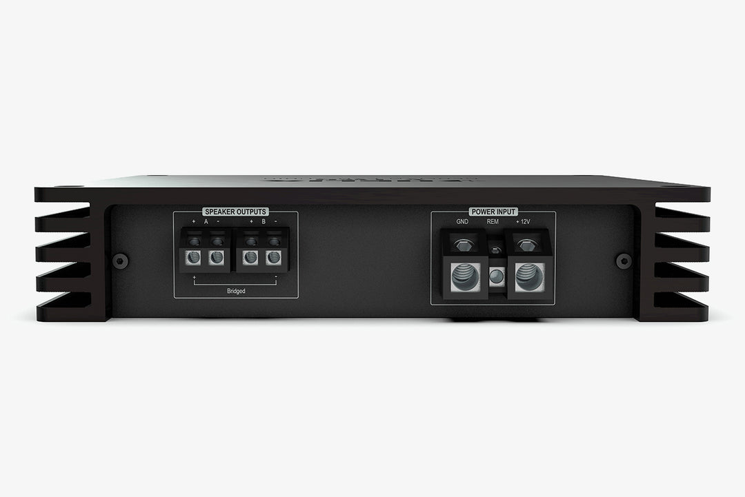 Helix V Two 2-channel car audio amplifier outputs and power terminals