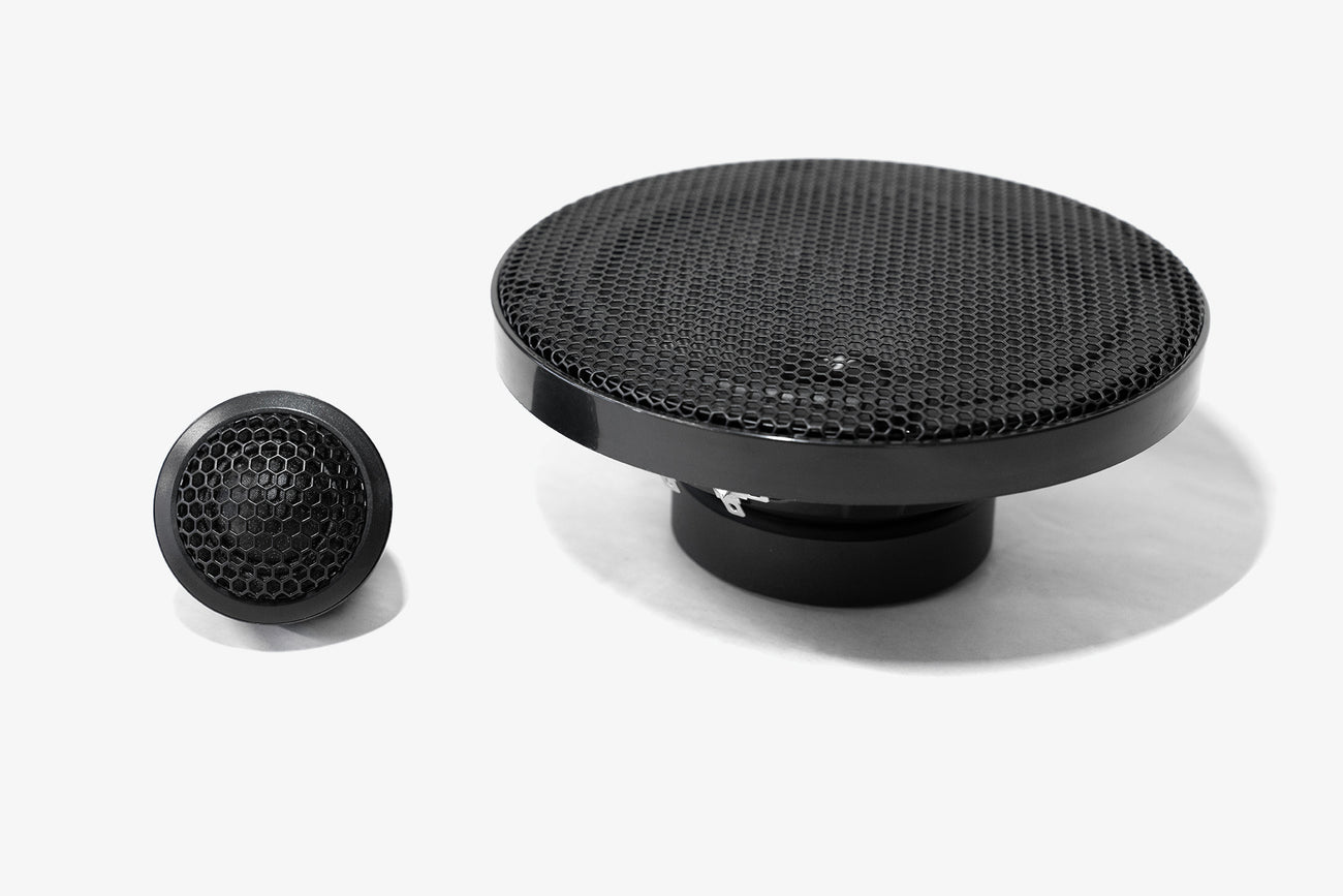 6.5" midbass and 1" tweeter from the Karma Mobile Audio Aspect 6.1 component speaker set for car audio