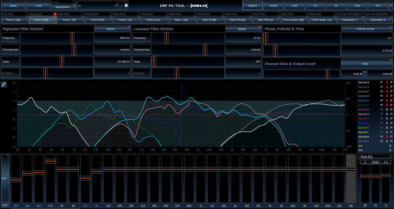ATF DSP PC TOL Main window with EQ set