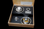 Micro Precision Z-Studio midbass speaker and tweeter packed into wooden box with their spec sheet