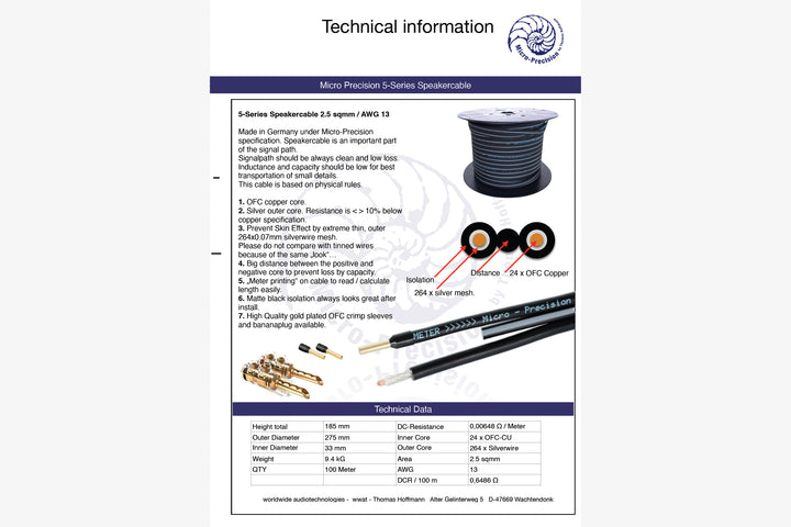 Micro Precision 5-Series Speaker Cable, 14 AWG (Sold by the Meter)