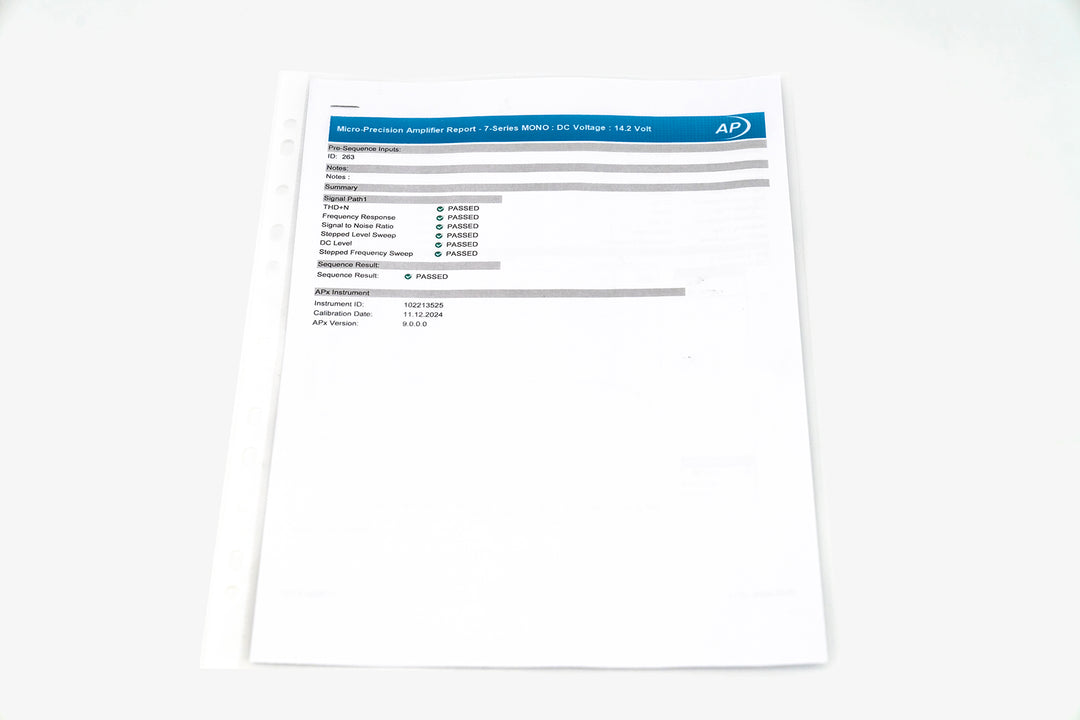 Micro Precision 7-Series Mono Amplifier spec sheet cover