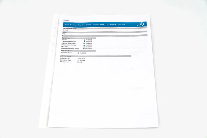 Micro Precision 7-Series Mono Amplifier spec sheet cover