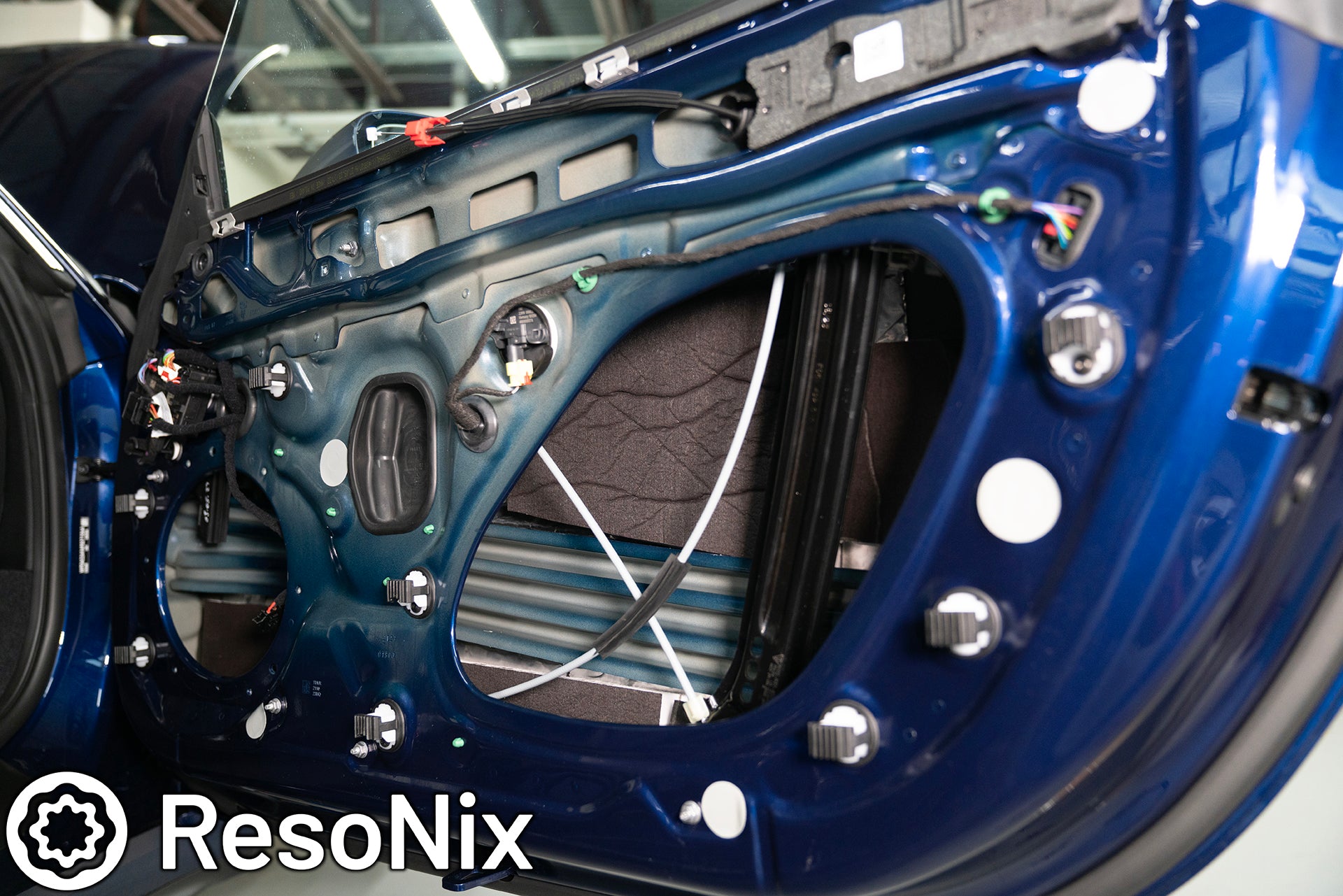 ResoNix Guardian automotive sound absorber and thermal insulation material applied to the outer door skin of a Porsche 911 GT Touring