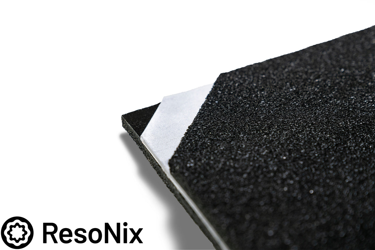 close up of the corner of ResoNix Barrier MLV replacement showing the 3 different layers