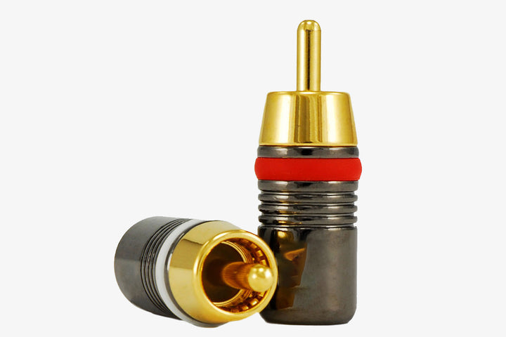 Solderless RCA Cable System Connector - Black Chrome - Pair
