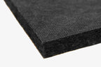 Close up of the corner of ResoNix Fiber Mat Black Edition automotive sound absorber material