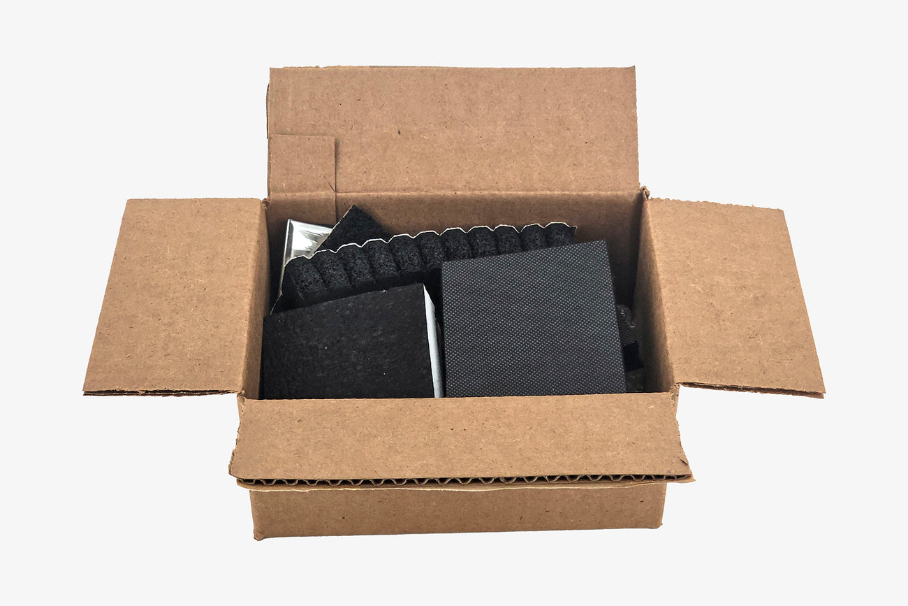 Open box showing the contents of the ResoNix Sample Kit