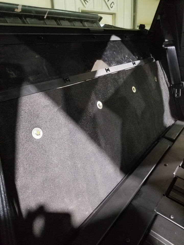 ResoNix Sound Solutions Barrier Sound deadening and noise barrier material installed onto the interior firewall of a Polaris Xpedition to reduce sound from the engine