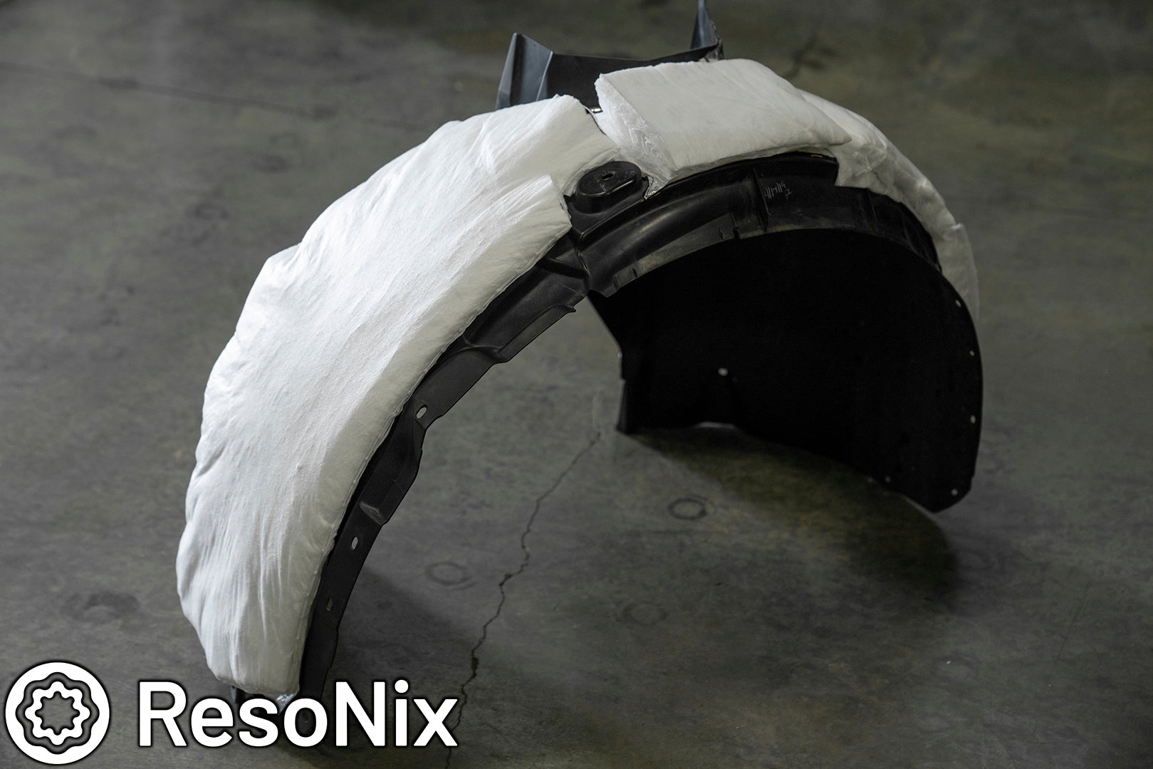 Sound Proofing Wheel Wells with ResoNix Sound Solutions CLD Squares sound deadening material and Fiber Mat automotive sound absorbing material to Reduce Tire Noise, Wind Noise, Road Noise, and Wheel Noise While Driving