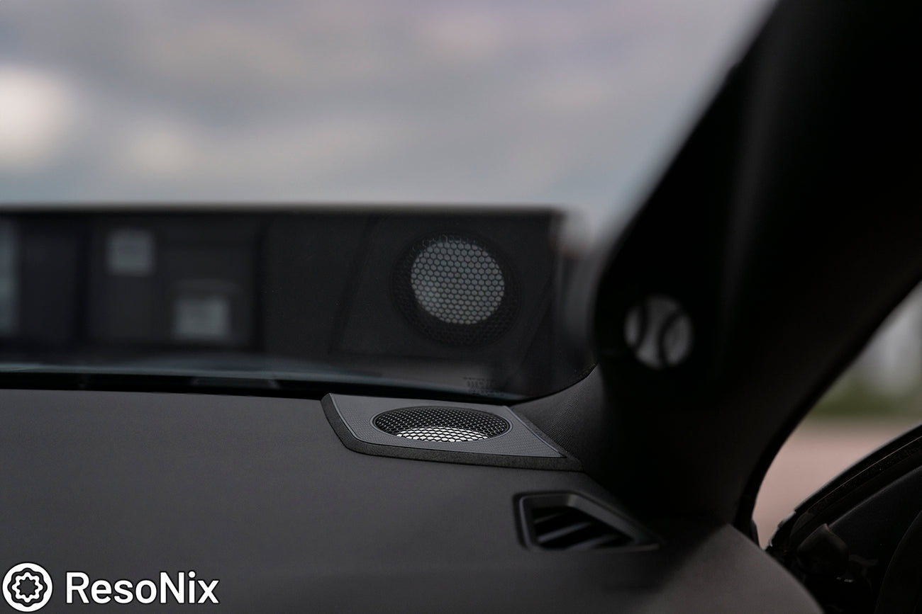 Accuton Automotive C100AM 3.5" midrange speaker installed into the dash corner of a car