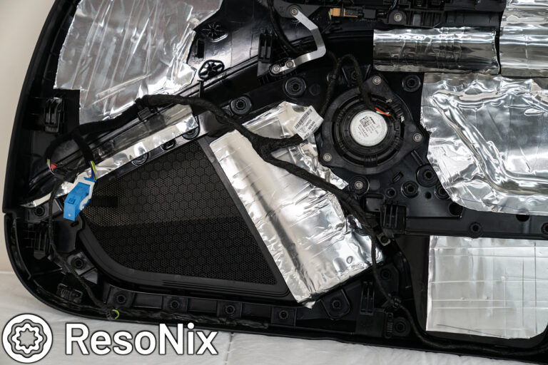 ResoNix Sound Solutions CLD Squares sound deadening material installed onto a Porsche 992 911 GT3 Touring to reduce distortion from the sound system and reduce road, wind, and tire noise.