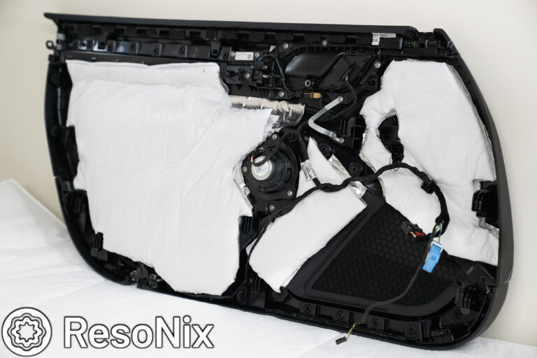 ResoNix Sound Solutions CLD Squares sound deadening material and Fiber Mat sound absorber installed onto a Porsche 992 911 GT3 Touring to reduce distortion from the sound system and reduce road, wind, and tire noise.