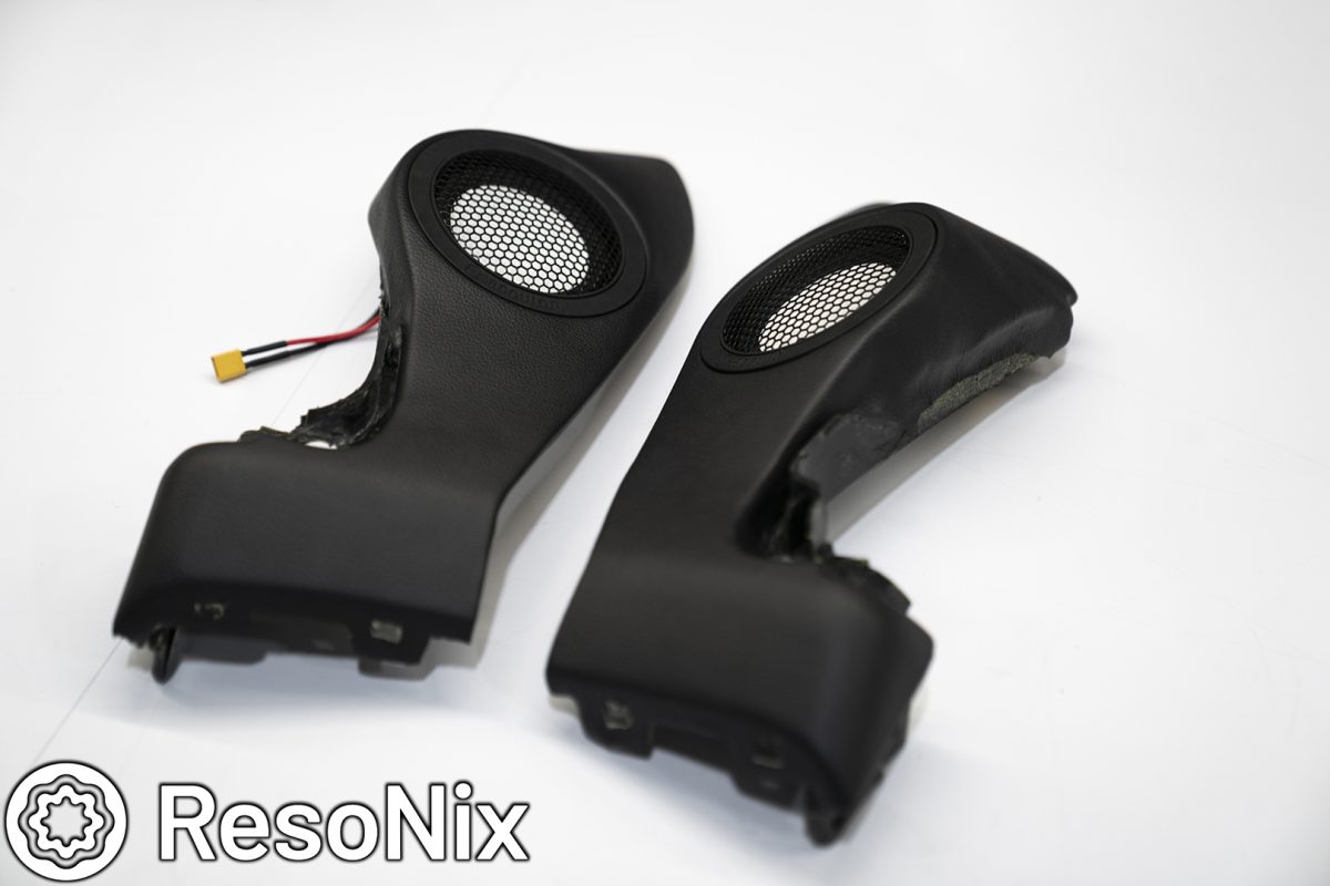 Accuton Automotive C100AM Ceramic Automotive Midrange speakers installed into custom dash pods
