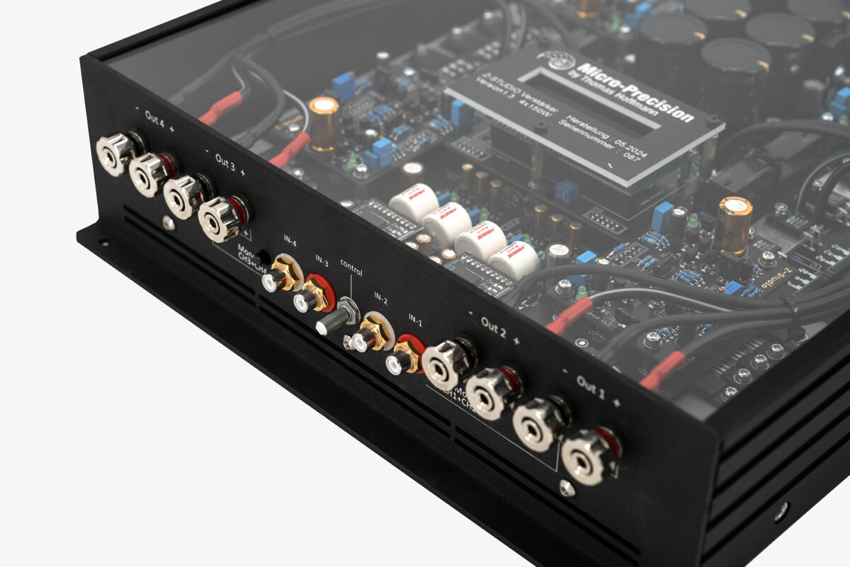 MIcro Precision Z Studio 4C 4-Channel Amplifier Inputs and Speaker Outputs Close Up